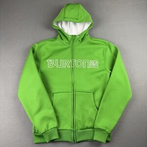 Burton DryRide Zip-Up Hoodie Mens Small Lime GreenFleece Lined Sweater Snowboard